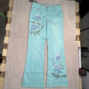 Jacaranda woman’s size 9 jeans Nwt beaded floral details studded‎ bootcut